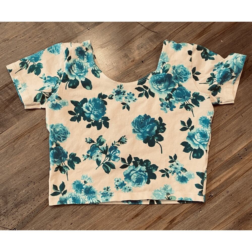 Vintage American Apparel Crop Top Medium Floral 90s Y2K BabyDoll Mall Novelty